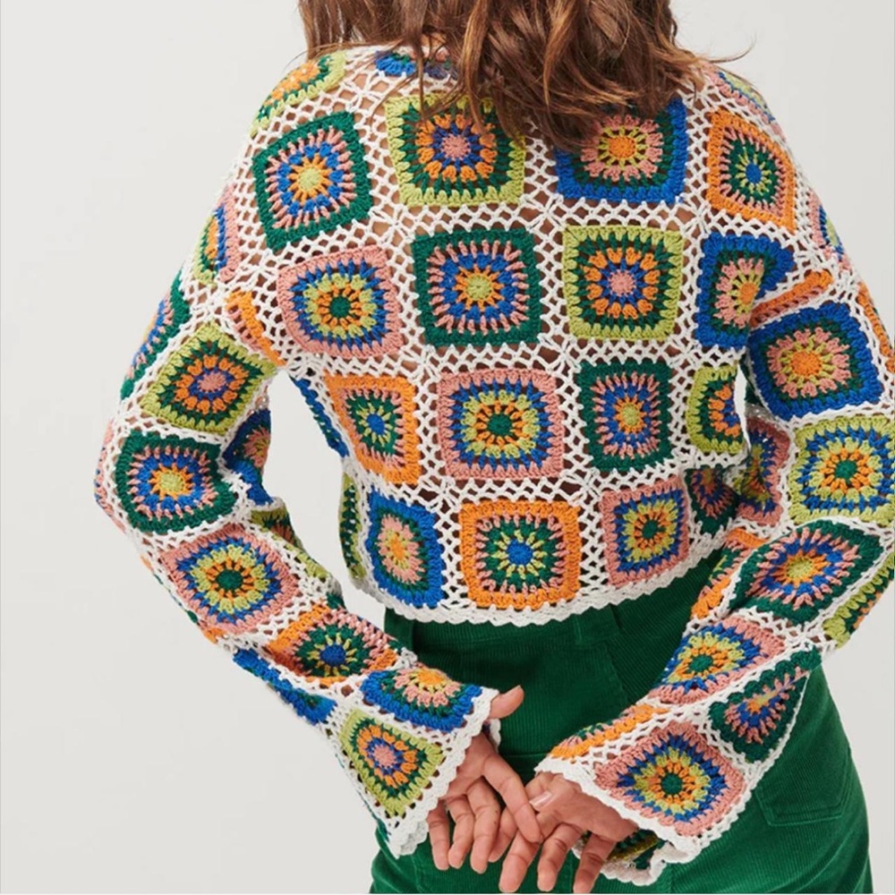 Colorful Crochet Sweater - Picture 3 of 4